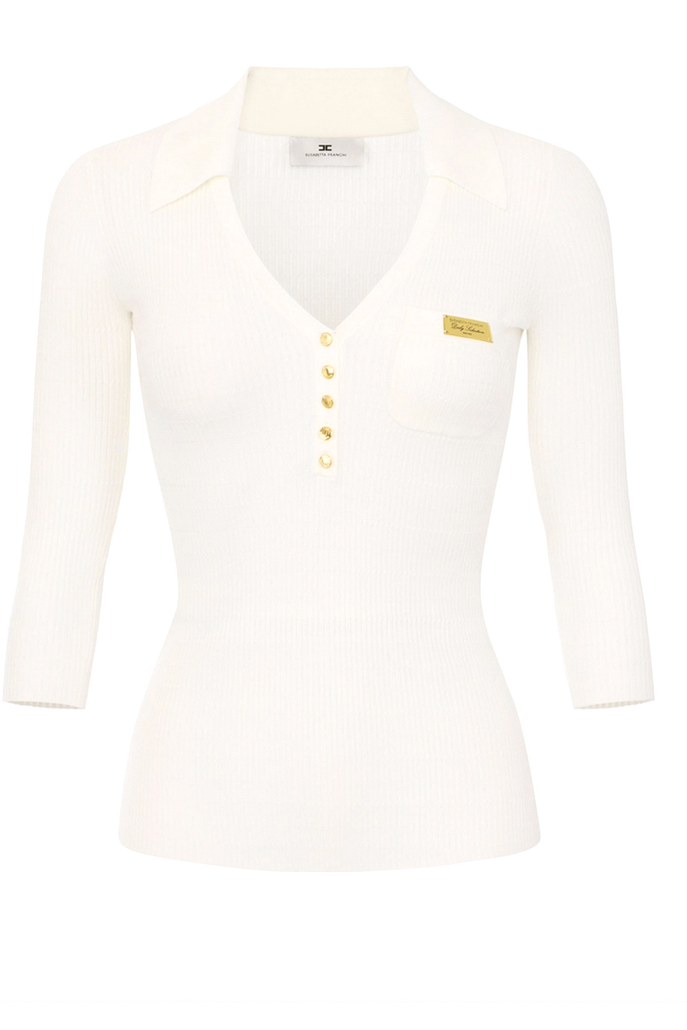 ELISABETTA FRANCHI Elisabetta Franchi top with 3/4 sleeves and V-neck WHITE