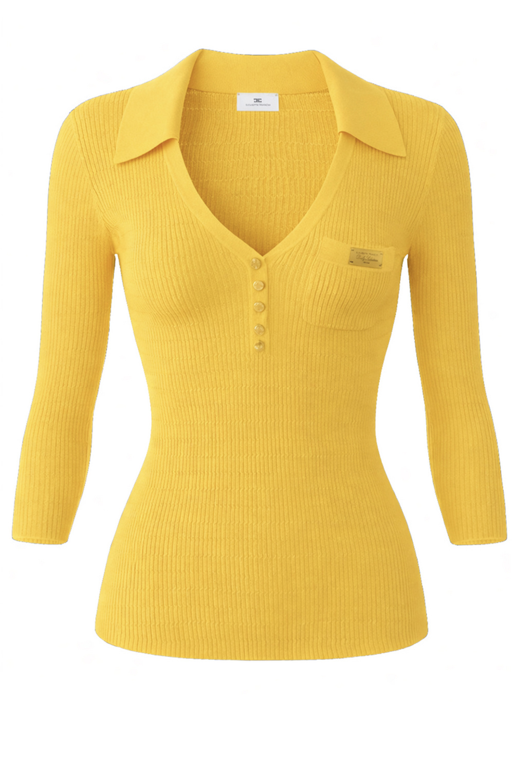 ELISABETTA FRANCHI Elisabetta Franchi top with 3/4 sleeves and V-neck Sun / ochre YELLOW