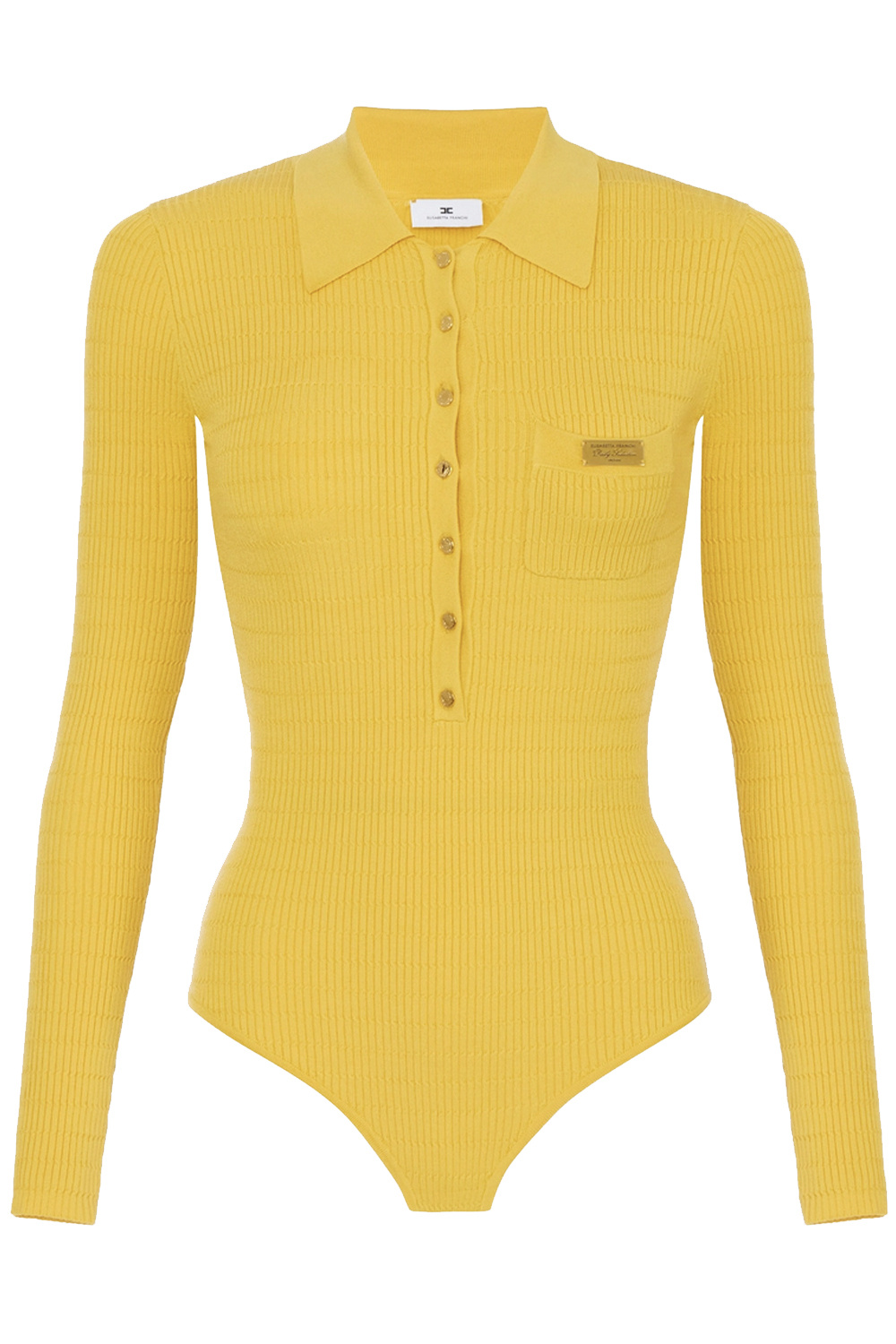 ELISABETTA FRANCHI Elisabetta Franchi long-sleeved bodysuit with gold buttons, ochre YELLOW