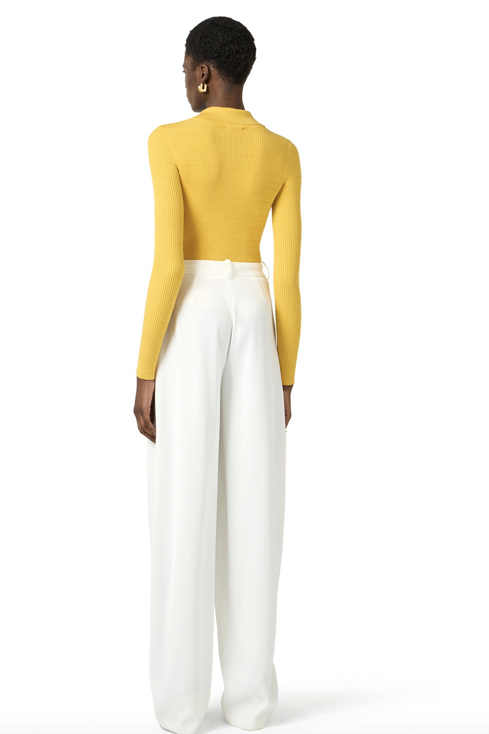 ELISABETTA FRANCHI Elisabetta Franchi long-sleeved bodysuit with gold buttons, ochre YELLOW