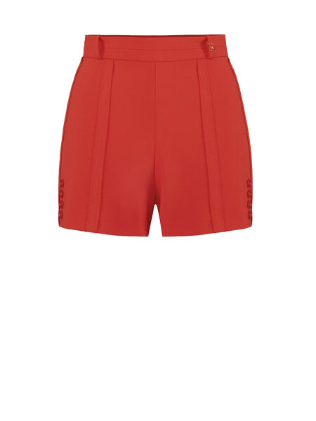 ELISABETTA FRANCHI Elisabetta Franchi shorts met goude logo in taille en knopen ROOD