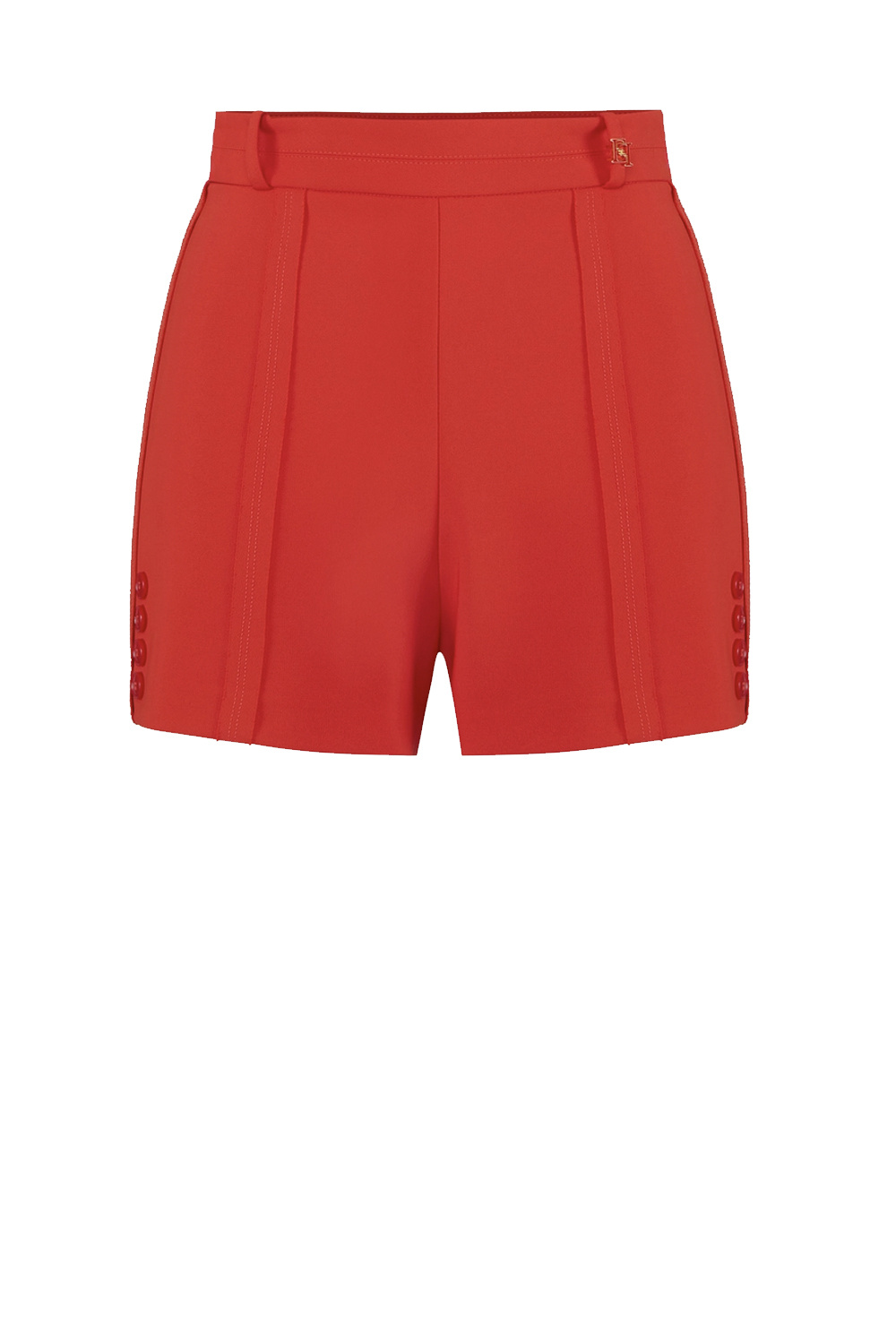 ELISABETTA FRANCHI Elisabetta Franchi shorts with gold logo at the waist and buttons RED