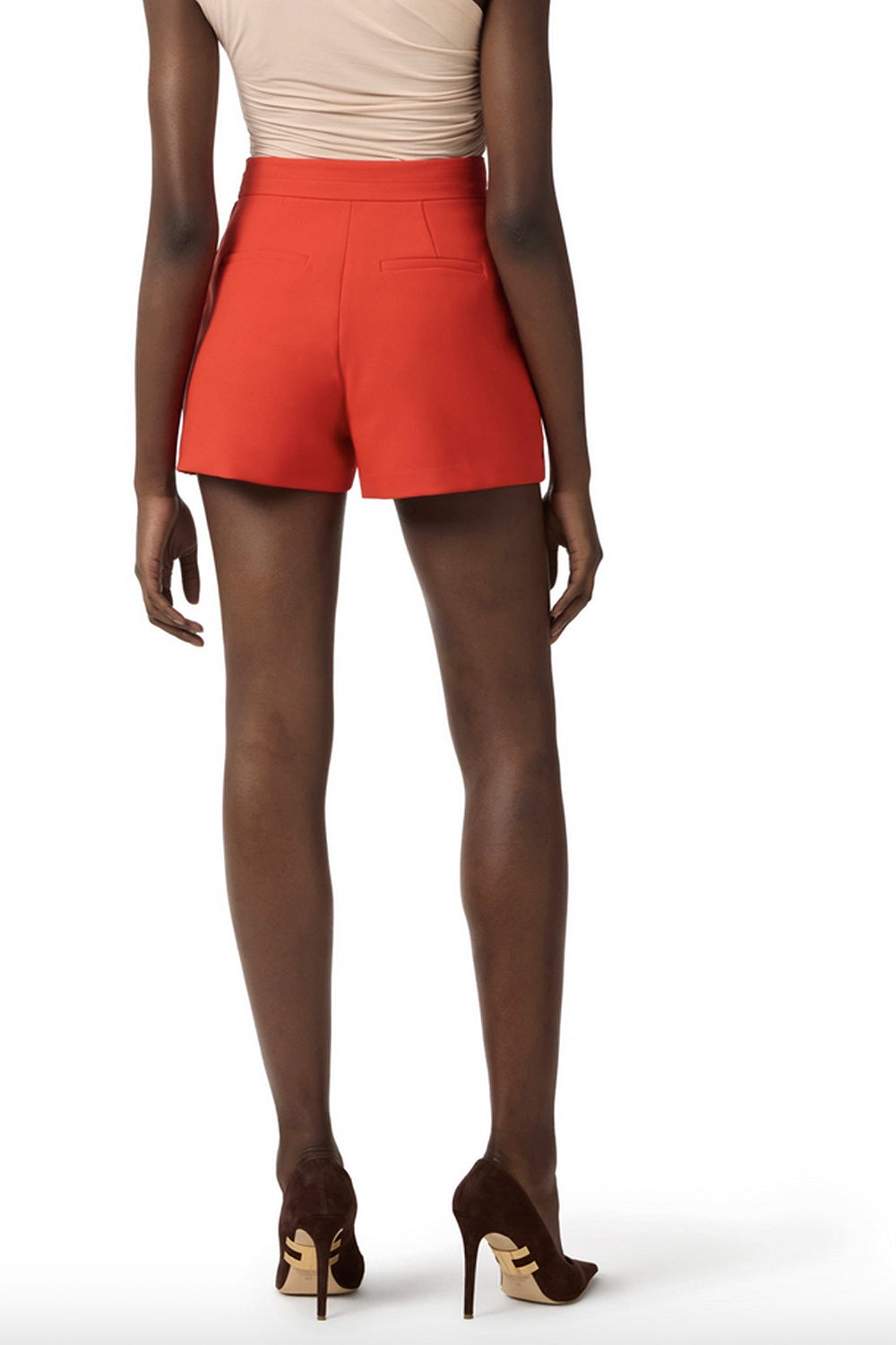 ELISABETTA FRANCHI Elisabetta Franchi shorts with gold logo at the waist and buttons RED