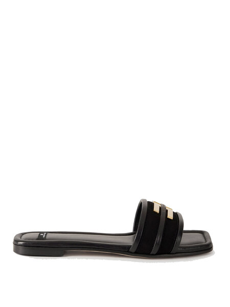 ELISABETTA FRANCHI Flat sandals with Elisabetta Franchi logo in BLACK