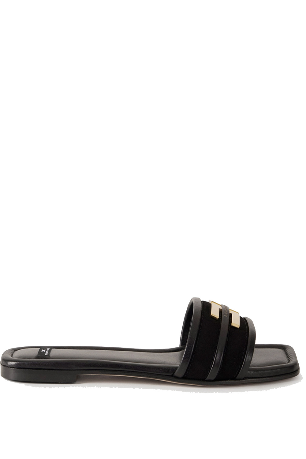 ELISABETTA FRANCHI Flat sandals with Elisabetta Franchi logo in BLACK