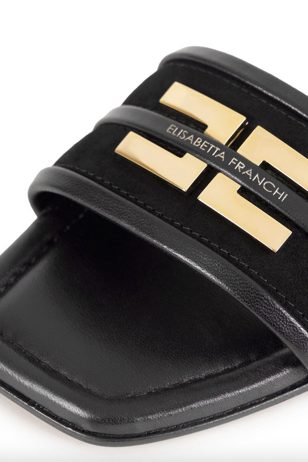 ELISABETTA FRANCHI Flat sandals with Elisabetta Franchi logo in BLACK