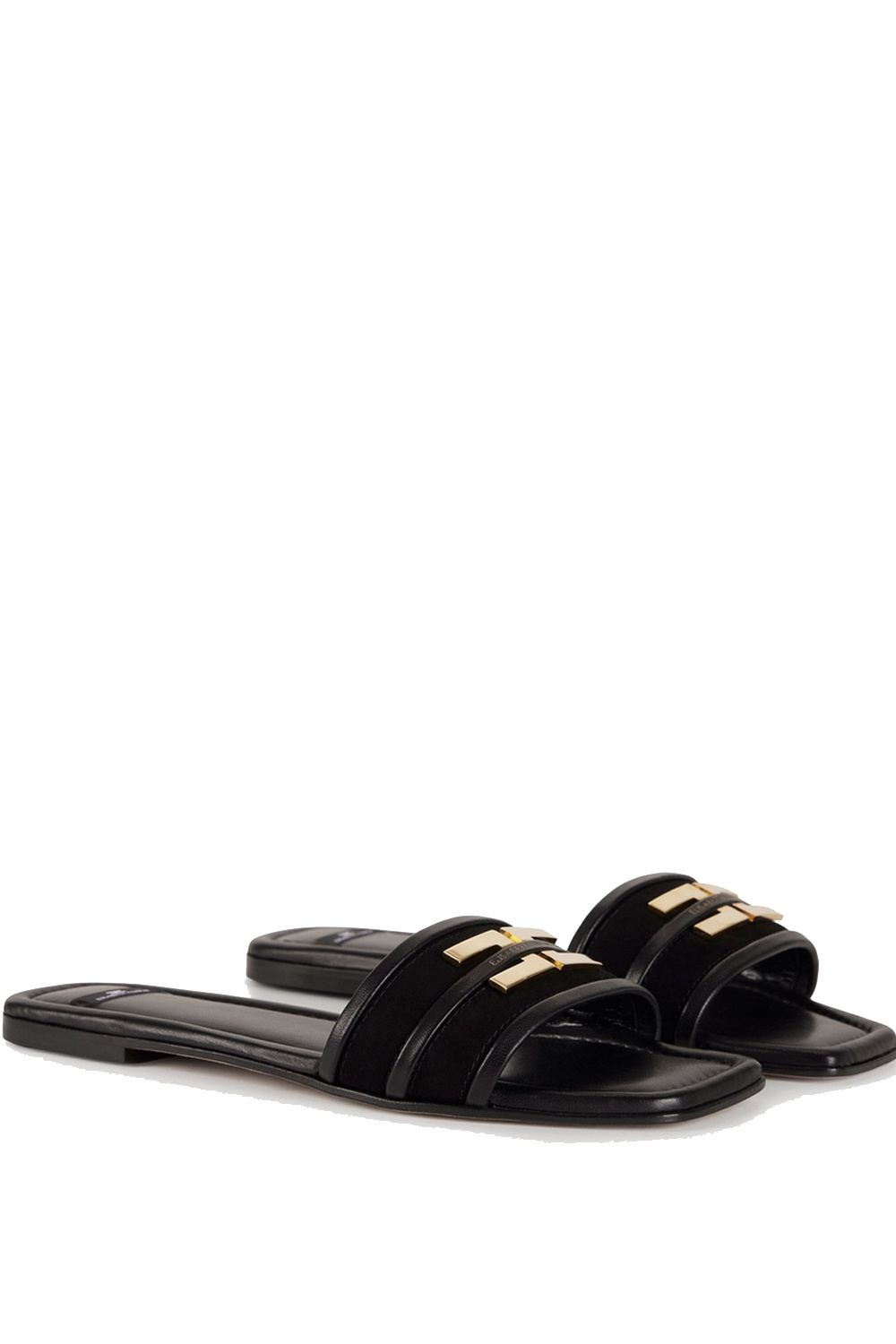 ELISABETTA FRANCHI Flat sandals with Elisabetta Franchi logo in BLACK