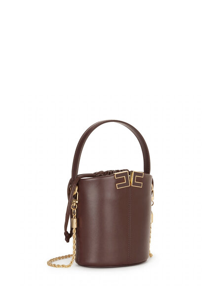 ELISABETTA FRANCHI Elisabetta Franchi Bucket bag / handtas met logo-details Cacao  BRUIN