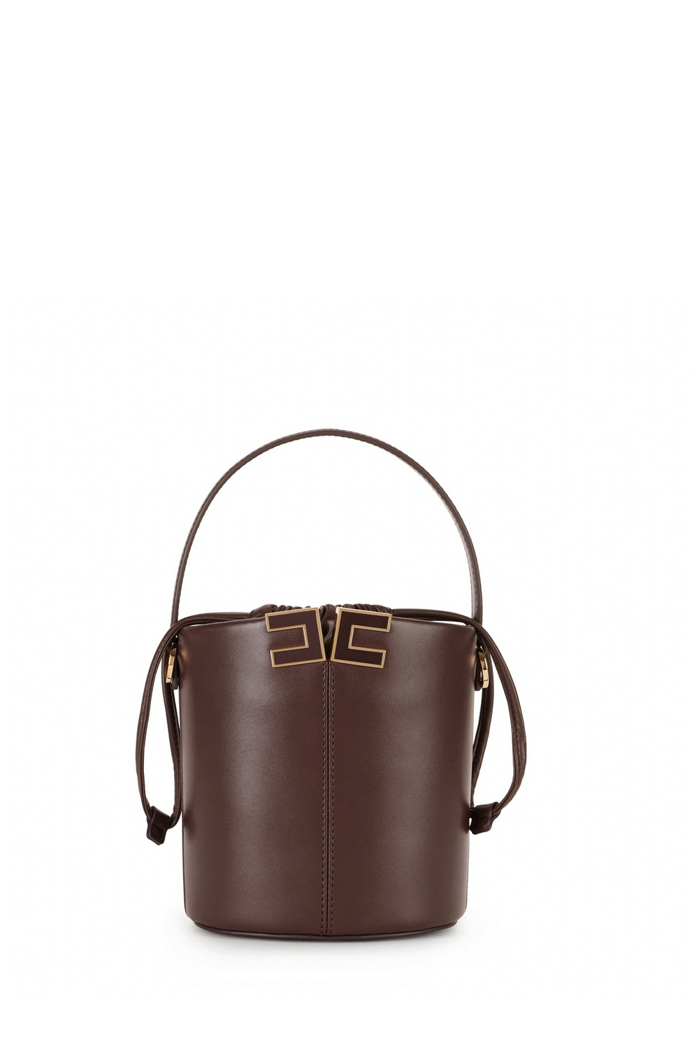 ELISABETTA FRANCHI Elisabetta Franchi Bucket bag / handtas met logo-details Cacao BRUIN