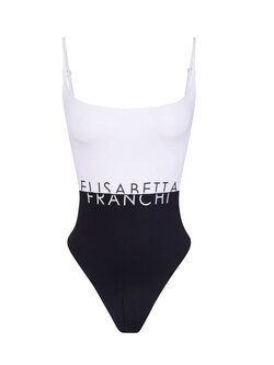 ELISABETTA FRANCHI Elisabetta Franchi swimsuit with logo Black / WHITE