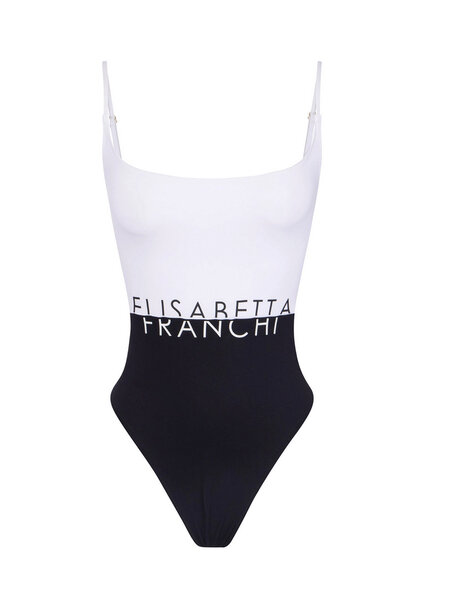 ELISABETTA FRANCHI Elisabetta Franchi zwempak met logo Zwart / WIT