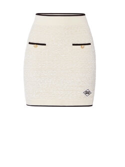 ELISABETTA FRANCHI Elisabetta Franchi mini rok bouclé met gouden details avorio room WIT