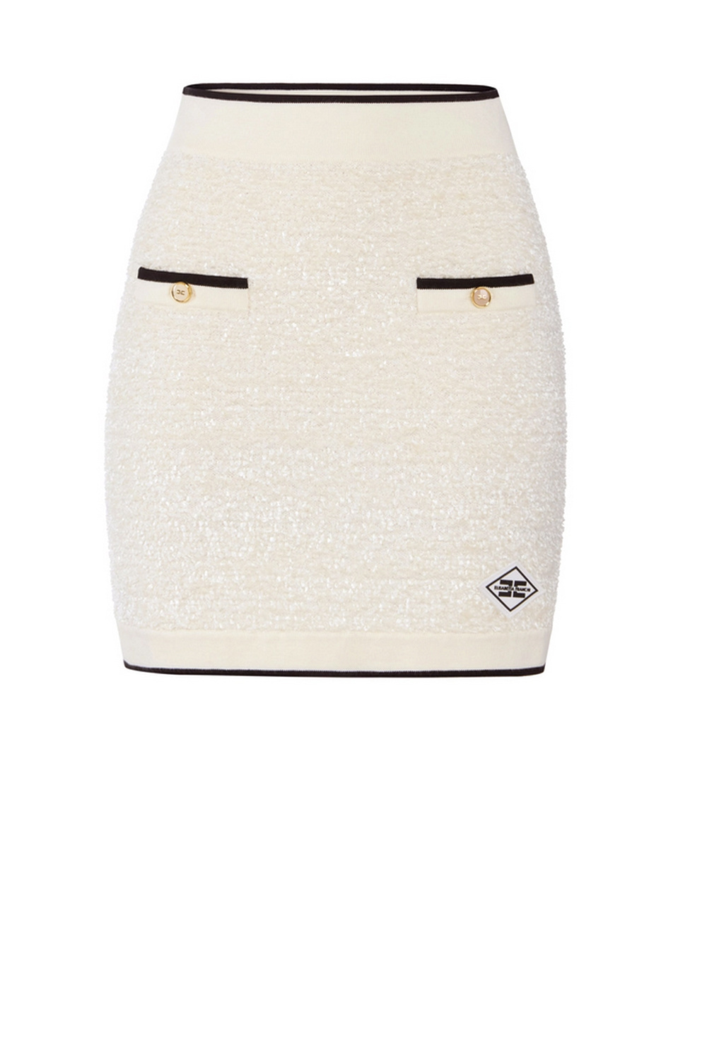 ELISABETTA FRANCHI Elisabetta Franchi mini rok bouclé met gouden details avorio room WIT