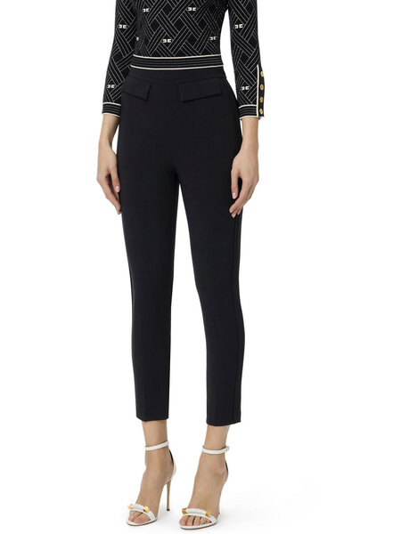 ELISABETTA FRANCHI Elisabetta Franchi trousers with logo on front pockets BLACK