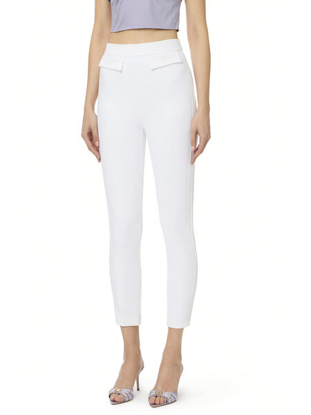 ELISABETTA FRANCHI Elisabetta Franchi trousers with logo on front pockets Ivory / WHITE