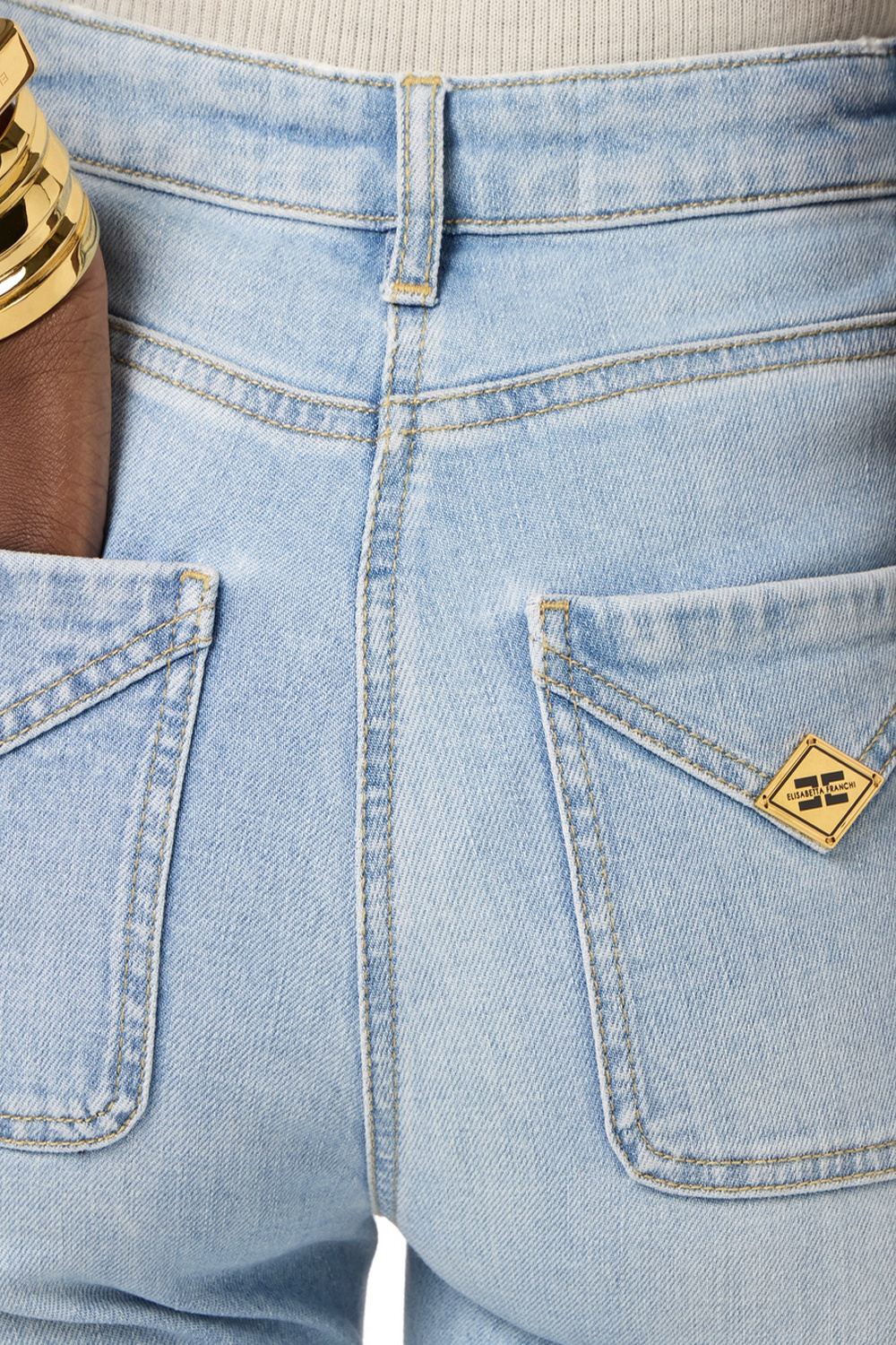 ELISABETTA FRANCHI Elisabetta Franchi bootcut jeans / spijkerbroek met zakken op voorzijde licht BLAUW