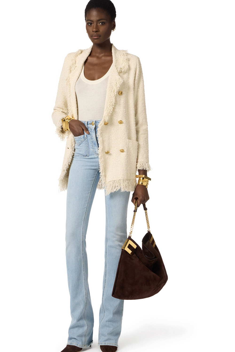 ELISABETTA FRANCHI Elisabetta Franchi bootcut jeans / spijkerbroek met zakken op voorzijde licht BLAUW