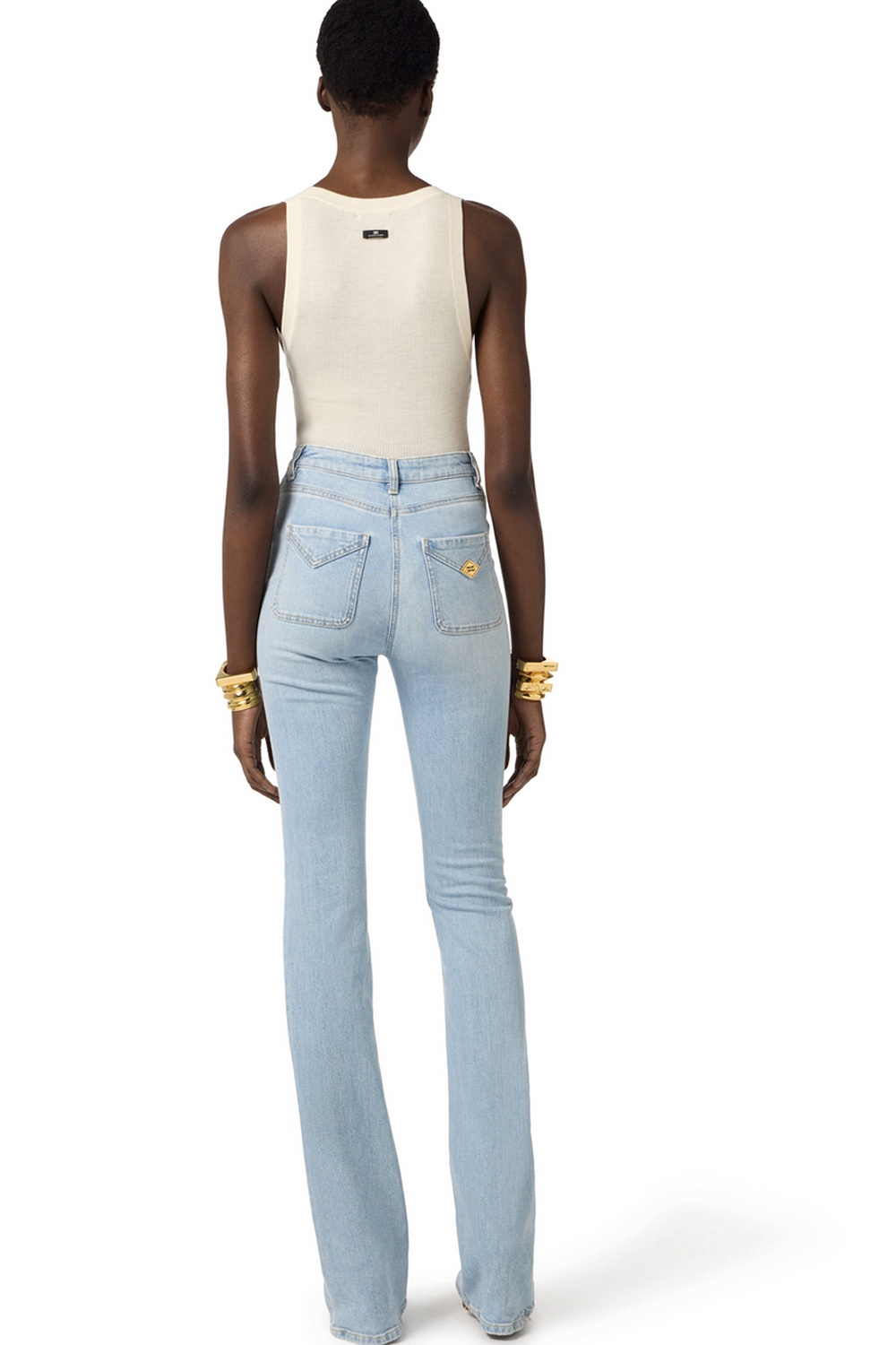 ELISABETTA FRANCHI Elisabetta Franchi bootcut jeans / spijkerbroek met zakken op voorzijde licht BLAUW