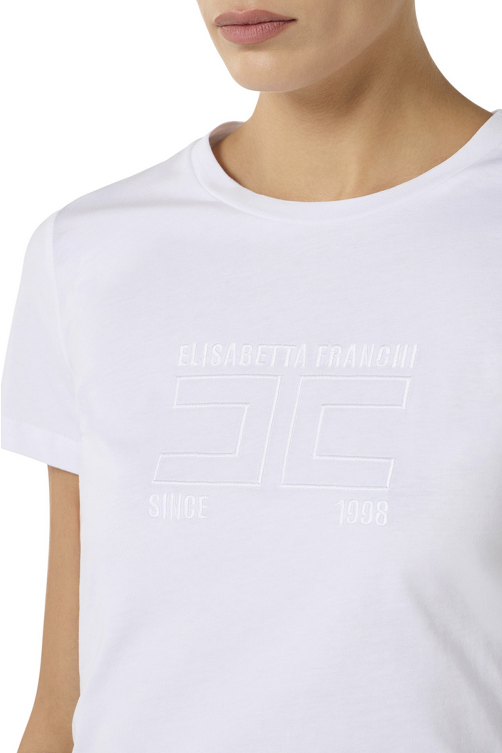 ELISABETTA FRANCHI Elisabetta Franchi T-shirt met geborduurd logo opdruk gesso WIT
