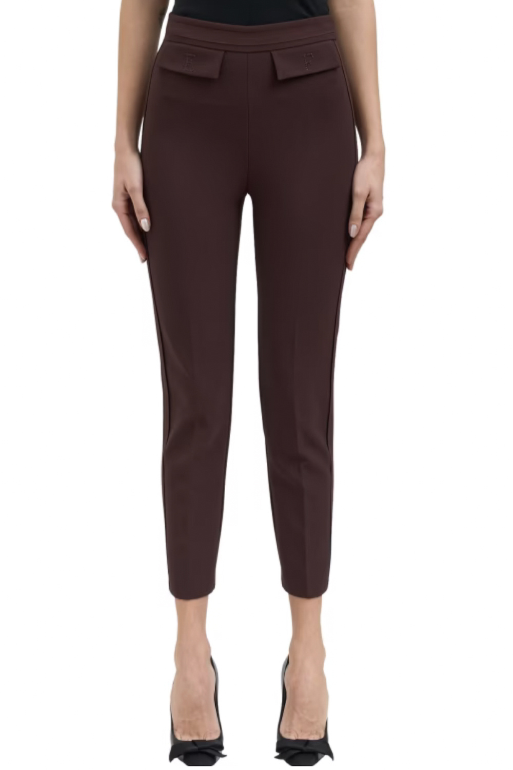 ELISABETTA FRANCHI Elisabetta Franchi pantalon met  logo op voorzakken Cacao / BRUIN