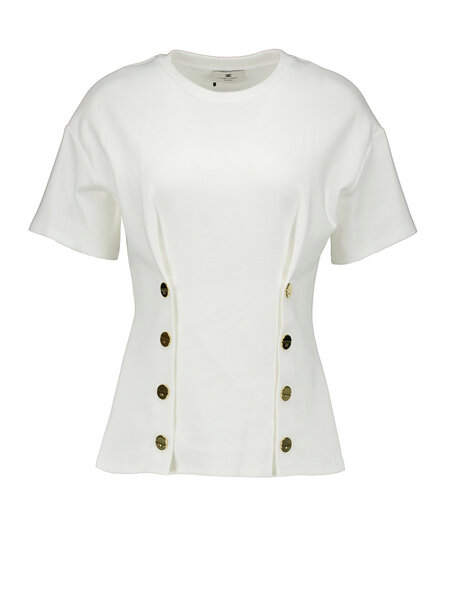ELISABETTA FRANCHI Elisabetta Franchi  T-shirt with double row of gold buttons gesso / WHITE