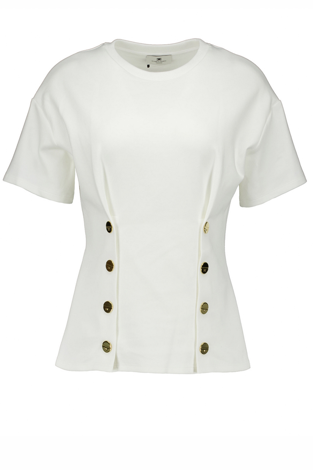 ELISABETTA FRANCHI Elisabetta Franchi  t shirt met dubbele rij gouden knopen gesso / WIT