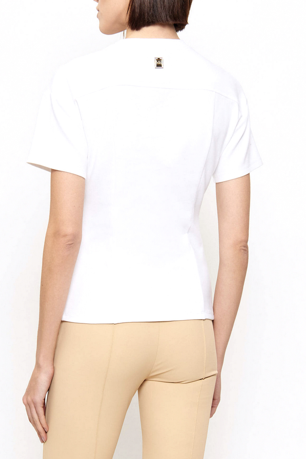 ELISABETTA FRANCHI Elisabetta Franchi  t shirt met dubbele rij gouden knopen gesso / WIT