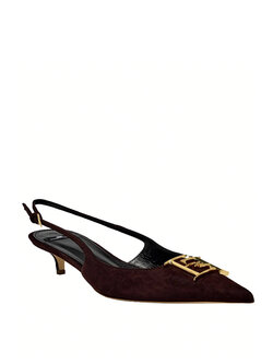 ELISABETTA FRANCHI Elisabetta Franchi  Slingbacks / kitten heels  suede with logo cocoa / BROWN