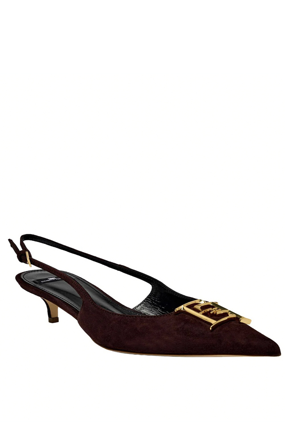 ELISABETTA FRANCHI Elisabetta Franchi  Slingbacks / kittenheels  suede met logo cacao / BRUIN