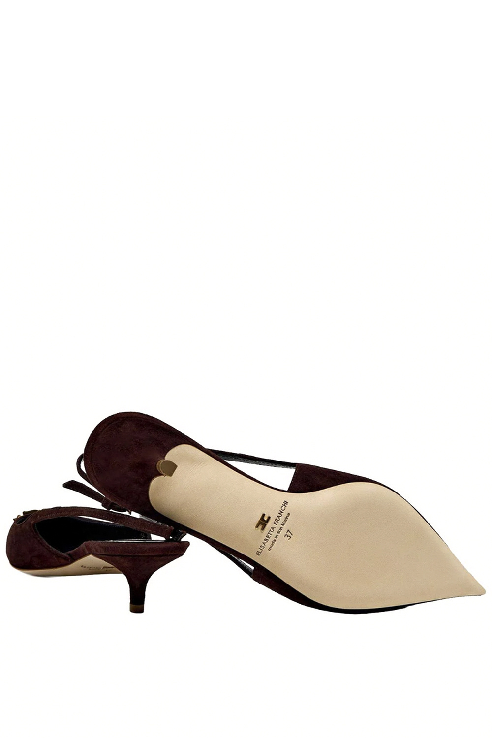 ELISABETTA FRANCHI Elisabetta Franchi  Slingbacks / kittenheels  suede met logo cacao / BRUIN