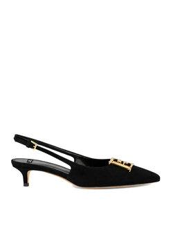 ELISABETTA FRANCHI Elisabetta Franchi  Slingbacks / kittenheels  suede met logo nero / ZWART
