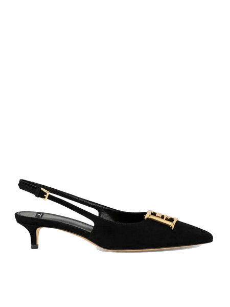 ELISABETTA FRANCHI Elisabetta Franchi  Slingbacks / kittenheels  suede met logo nero / ZWART