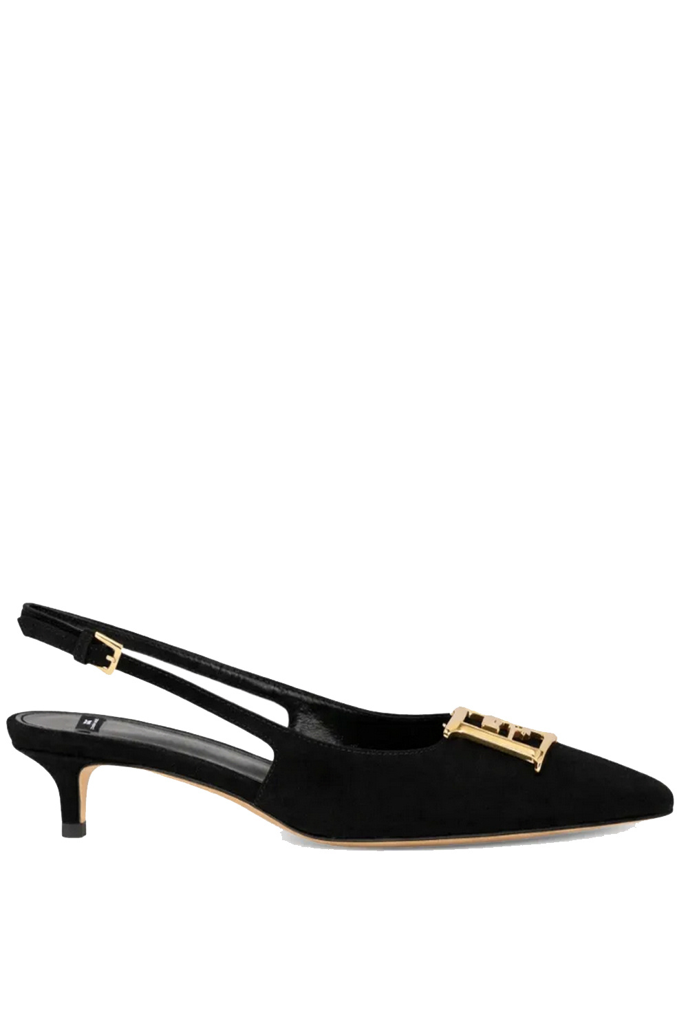 ELISABETTA FRANCHI Elisabetta Franchi  Slingbacks / kitten heels  suede with logo nero / BLACK