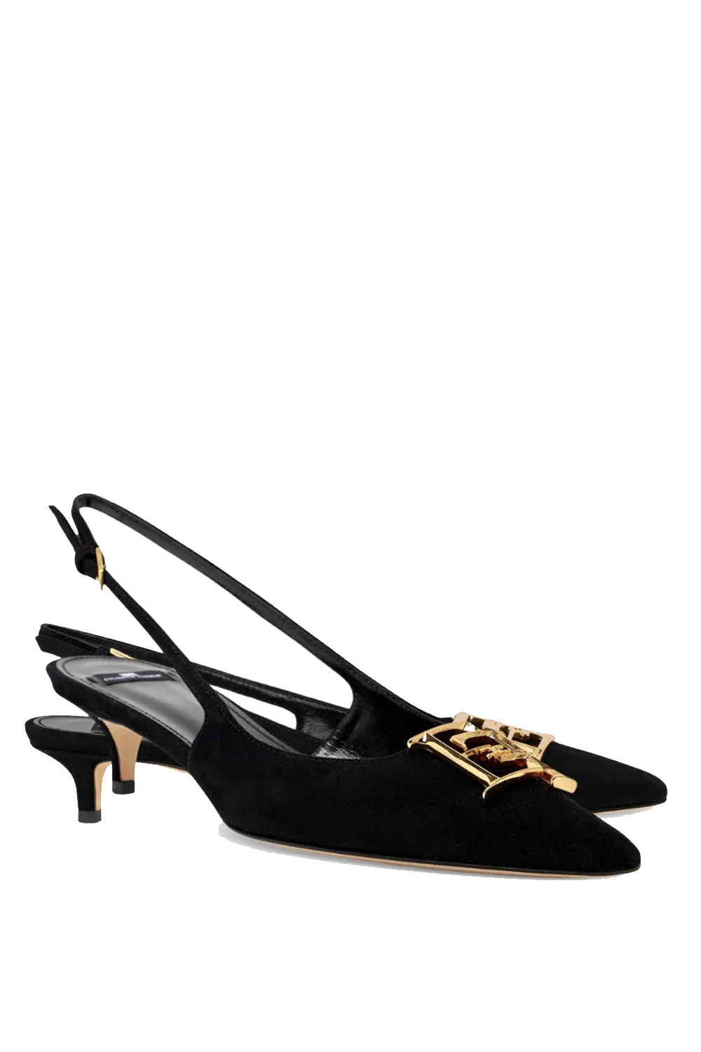 ELISABETTA FRANCHI Elisabetta Franchi  Slingbacks / kitten heels  suede with logo nero / BLACK