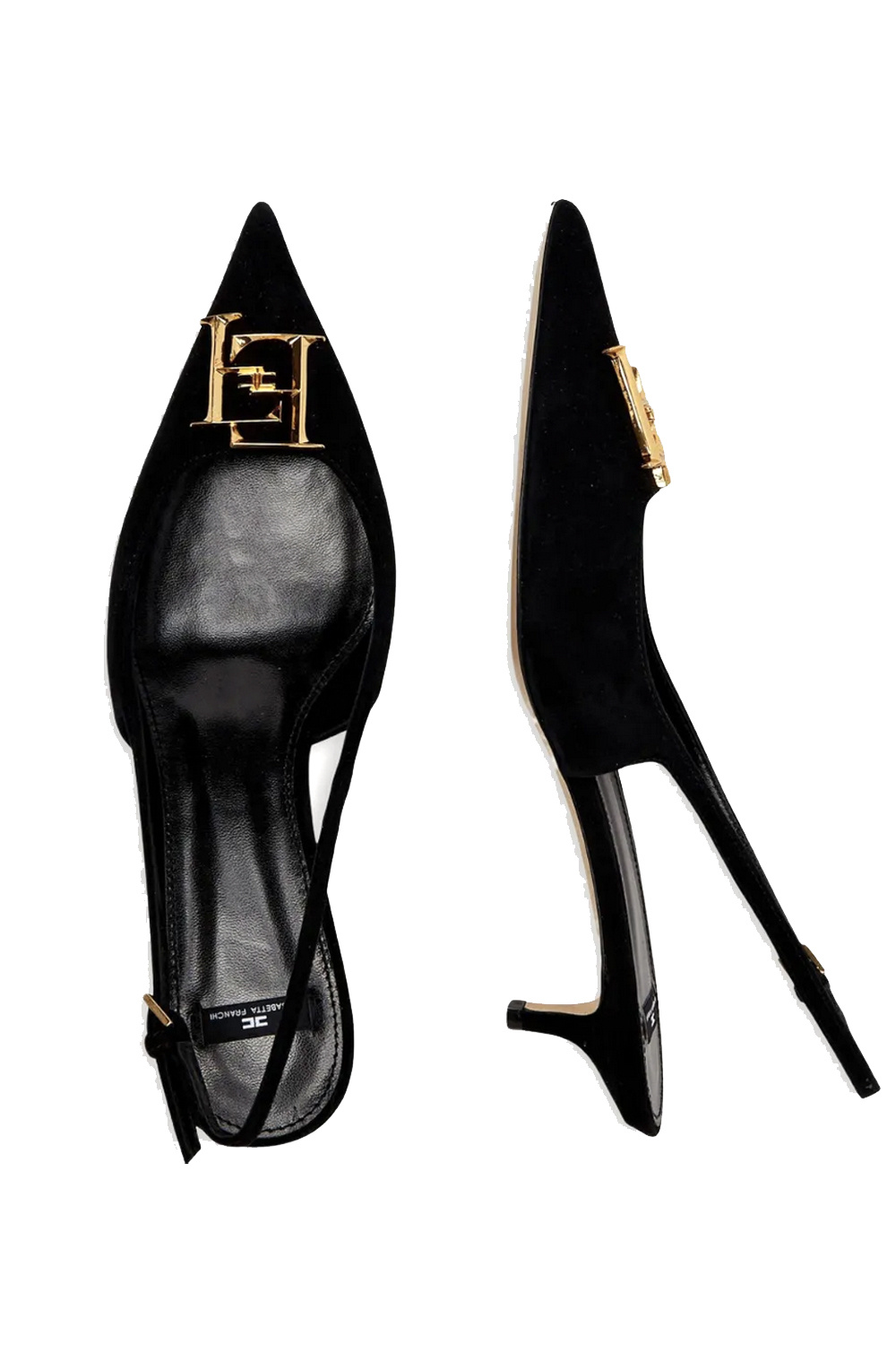 ELISABETTA FRANCHI Elisabetta Franchi  Slingbacks / kitten heels  suede with logo nero / BLACK