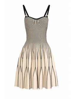 ELISABETTA FRANCHI Elisabetta Franchi gebreide jurk met strepen room WIT met strepen ZWART
