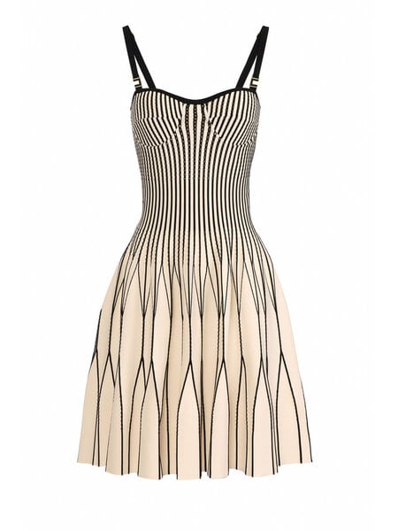ELISABETTA FRANCHI Elisabetta Franchi knitted dress with stripes cream WHITE with stripes BLACK