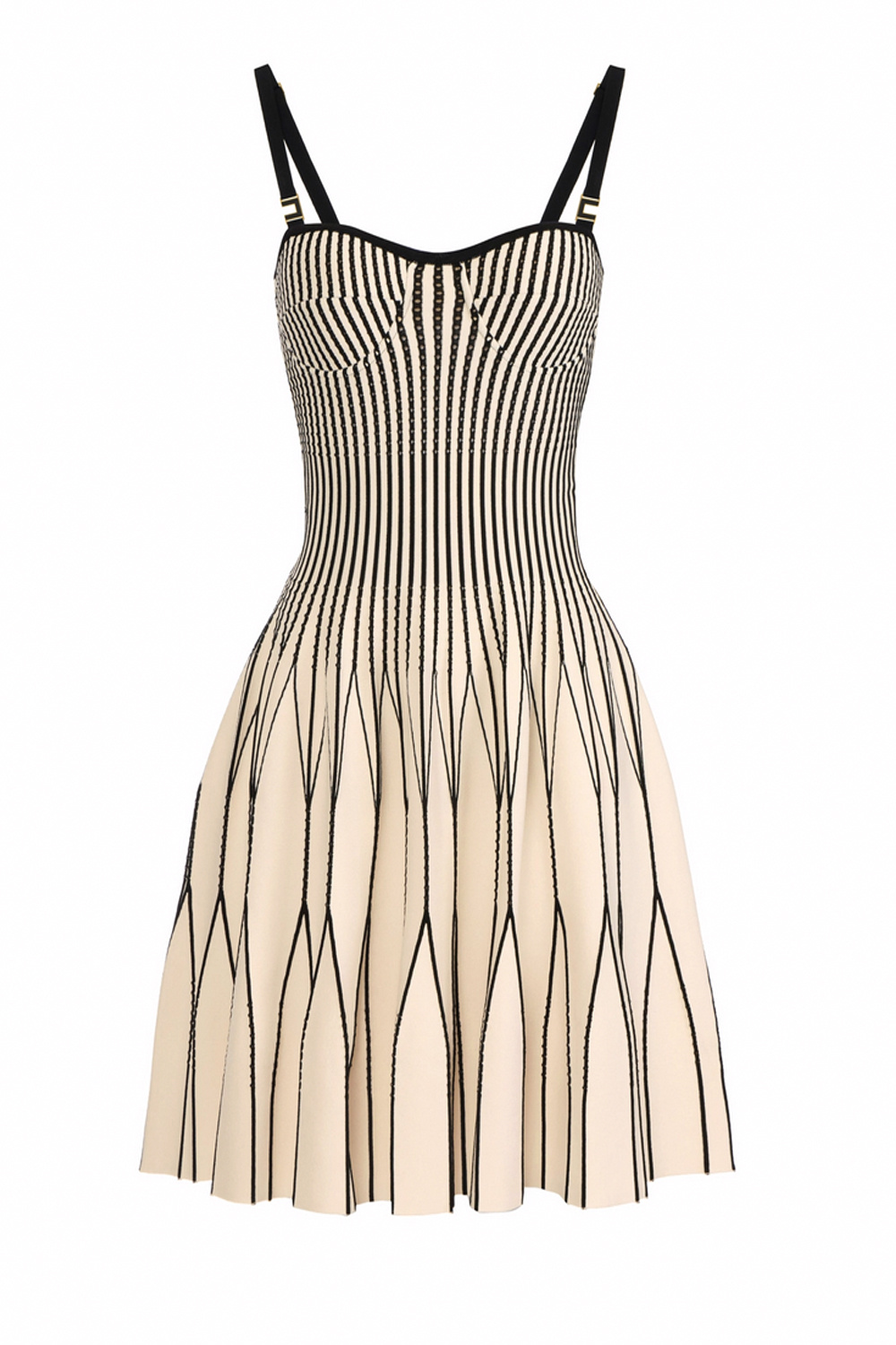 ELISABETTA FRANCHI Elisabetta Franchi gebreide jurk met strepen room WIT met strepen ZWART