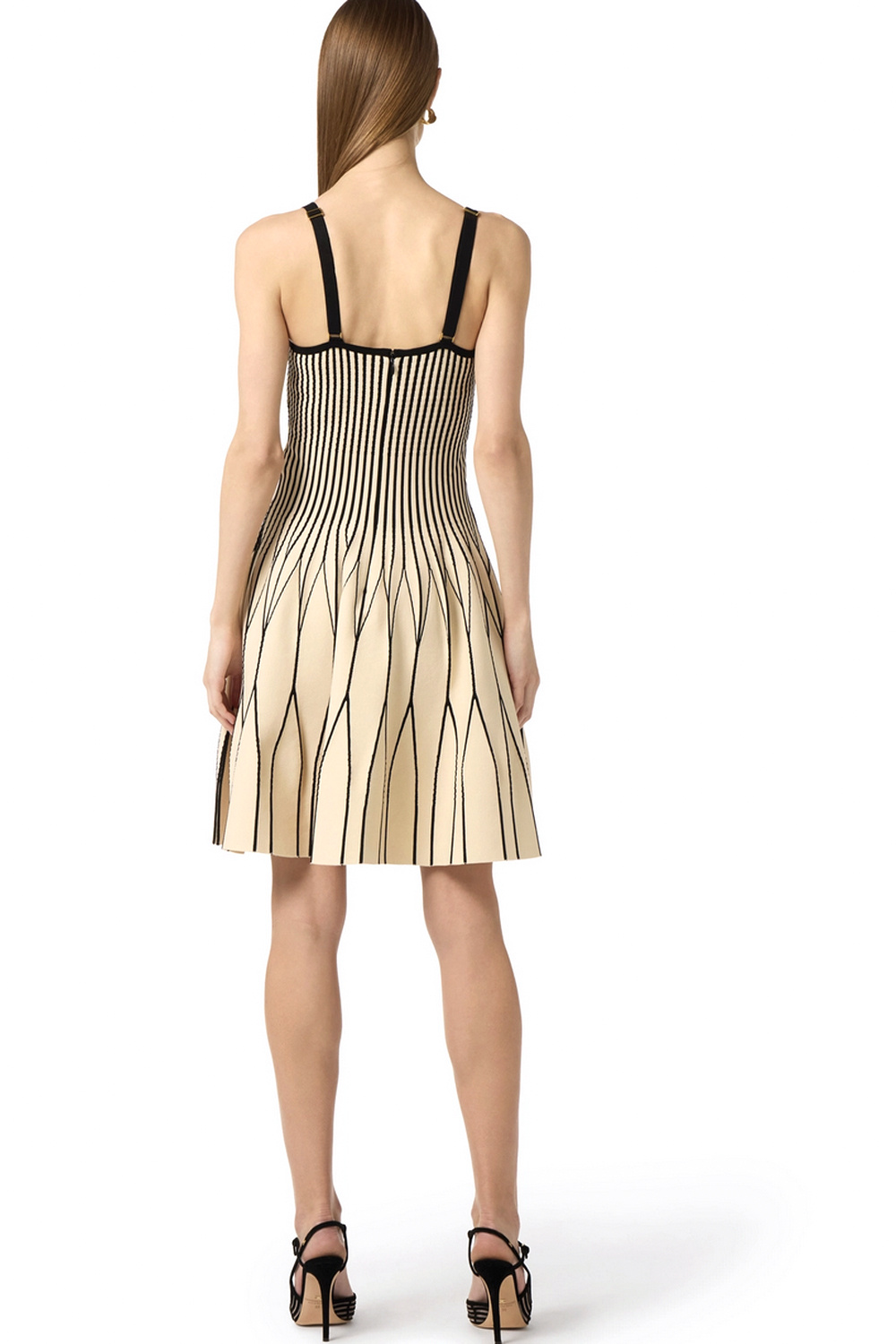 ELISABETTA FRANCHI Elisabetta Franchi gebreide jurk met strepen room WIT met strepen ZWART