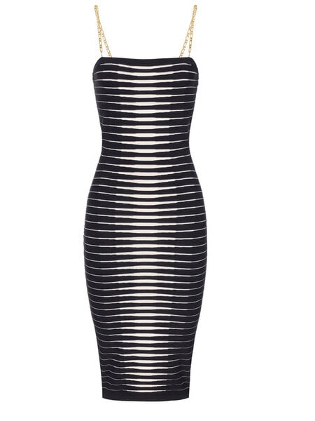 ELISABETTA FRANCHI Elisabetta Franchi dress with zebra print and gold straps, white with BLACK