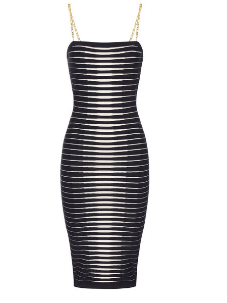 ELISABETTA FRANCHI Elisabetta Franchi jurk met zebra print en gouden straps wit met ZWART