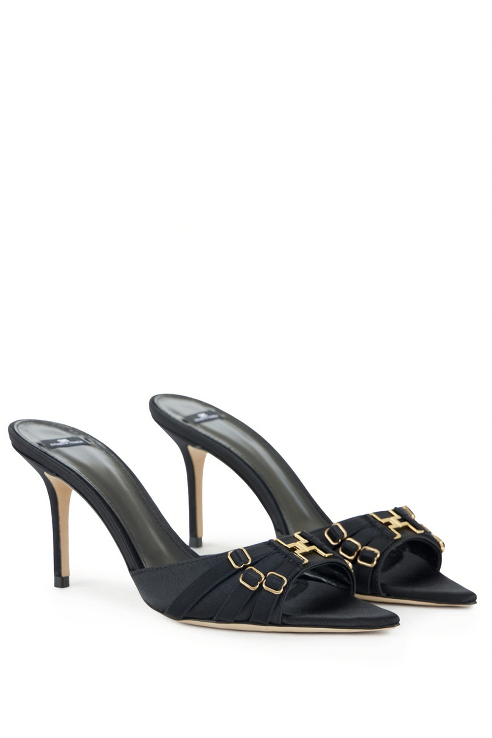 ELISABETTA FRANCHI Elisabetta Franchi muiltje / pump met bandjes en logo ZWART