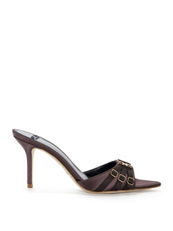 ELISABETTA FRANCHI Elisabetta Franchi muiltje / pump met bandjes en logo  Cacao / BRUIN