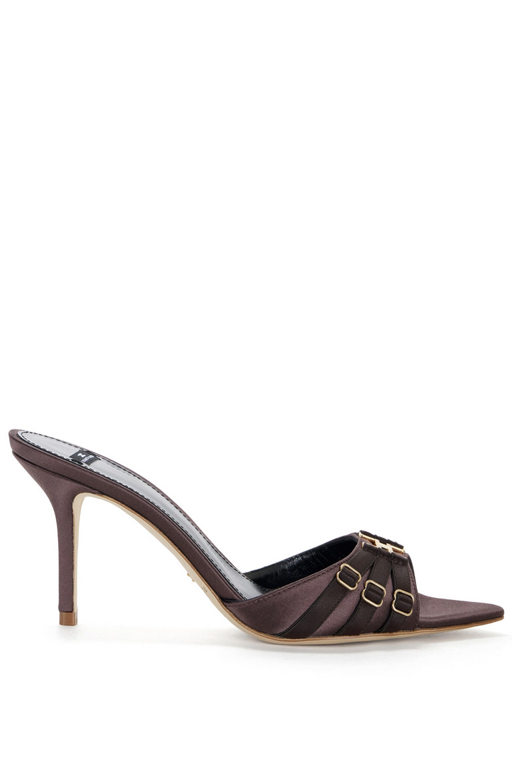 ELISABETTA FRANCHI Elisabetta Franchi muiltje / pump met bandjes en logo  Cacao / BRUIN