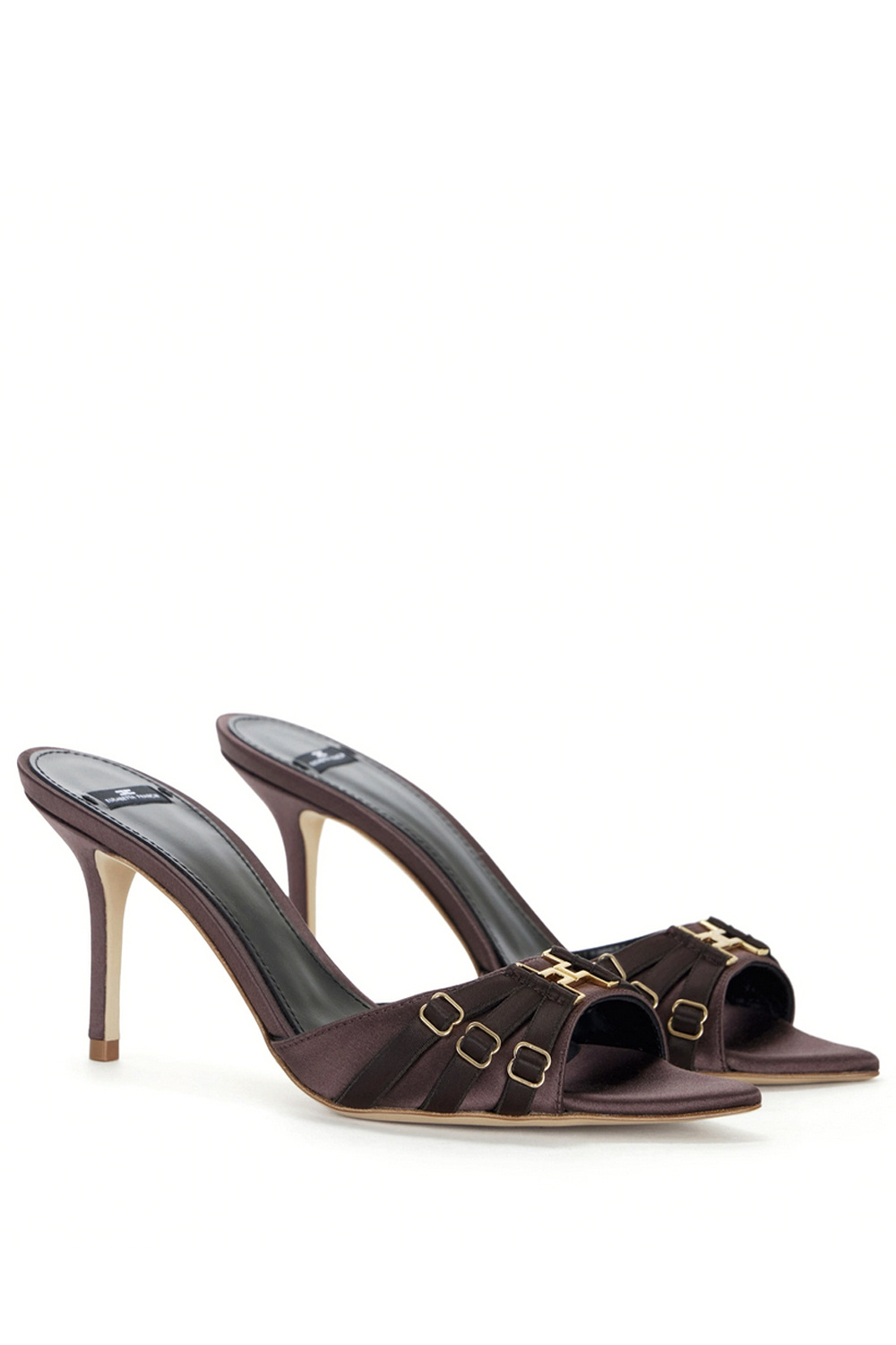 ELISABETTA FRANCHI Elisabetta Franchi muiltje / pump met bandjes en logo  Cacao / BRUIN