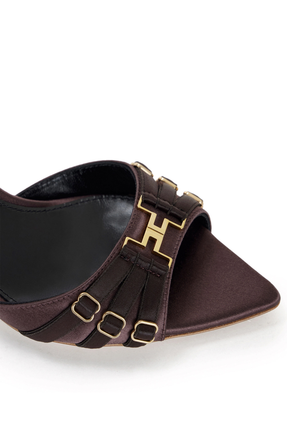 ELISABETTA FRANCHI Elisabetta Franchi muiltje / pump met bandjes en logo  Cacao / BRUIN