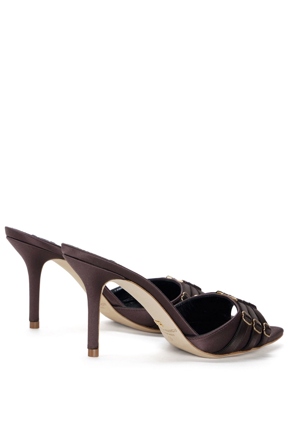 ELISABETTA FRANCHI Elisabetta Franchi muiltje / pump met bandjes en logo  Cacao / BRUIN