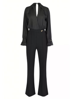 RINASCIMENTO Rinascimento Jumpsuit with gold detail at waist BLACK