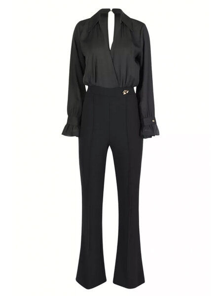 RINASCIMENTO Rinascimento Jumpsuit met gouden detail bij taille ZWART