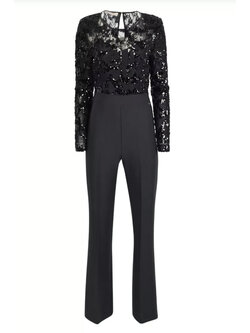 RINASCIMENTO Rinascimento Jumpsuit met pailletten op bovenzijde ZWART